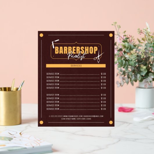 モダン理容師サービスBarbershop価格表 アクリルサイン (ウェディング)