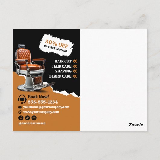 モダン理容師ショップチェア美容師美容師 ポストカード (裏面)