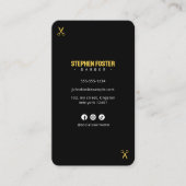 モダン理容師ショップヘアバーバーショップブラック金ゴールド 名刺 (正面)