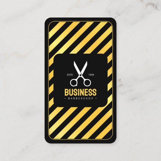モダン理容師ショップヘアバーバーショップブラック金ゴールド 名刺 (裏面)