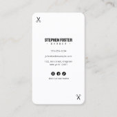 モダン理容師ショップヘアバーバーショップホワイト金ゴールド 名刺 (正面)