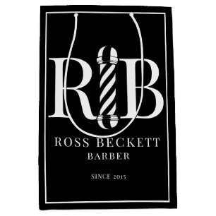 モダン理容師ショップ白黒抱き枕 ミディアムペーパーバッグ