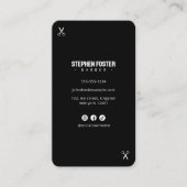 モダン理容師ショップ美容師バーバーショップブラック 名刺 (正面)