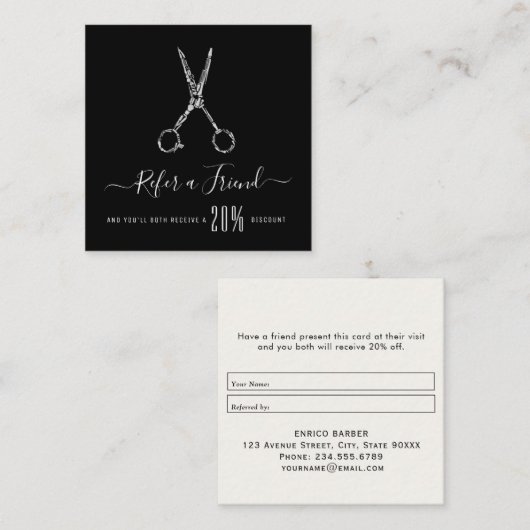 モダン理容師パーソナライズされたショップ紹介カード スクエア名刺 (正面/裏面)