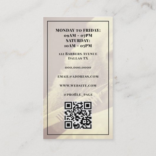 モダン理容師ロゴ枠付き名刺 名刺 (裏面)