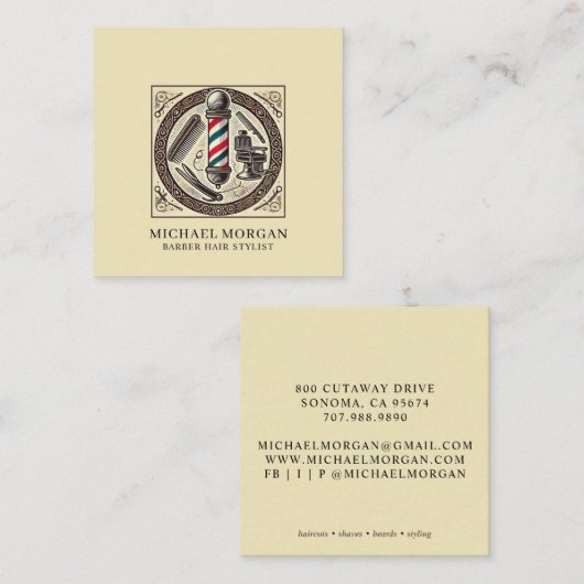 モダン理容師美容師理容師ツール スクエア名刺 (正面/裏面)