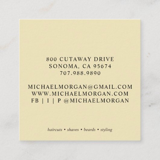 モダン理容師美容師理容師ツール スクエア名刺 (裏面)