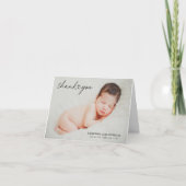 モダン生まれたばかりのカスタムベビー写真ハートスクリプト サンキューカード (正面)