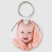 モダン生まれたばかりのパーソナライズされたシンプル写真 キーホルダー (正面)