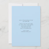 モダン生まれたばかりのベビー写真コラージュ統計ブルー誕生 案内状 (裏面)