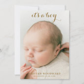 モダン生まれたばかりの男の赤ちゃん写真の誕生発表 (正面)