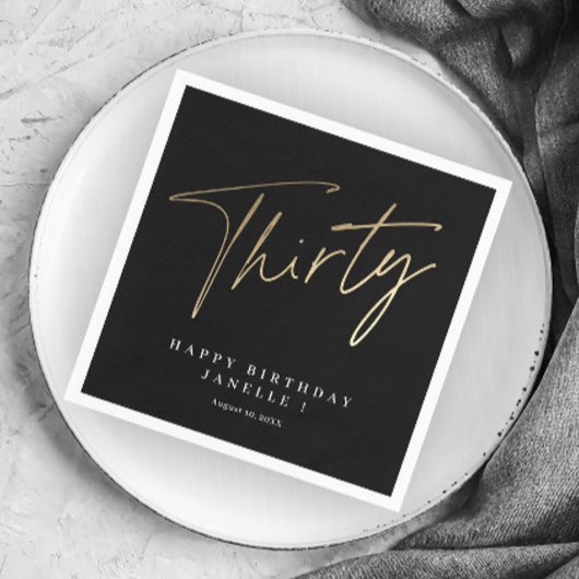 モダン生誕シンプルエレガントスタイリッシュ年 スタンダードカクテルナプキン