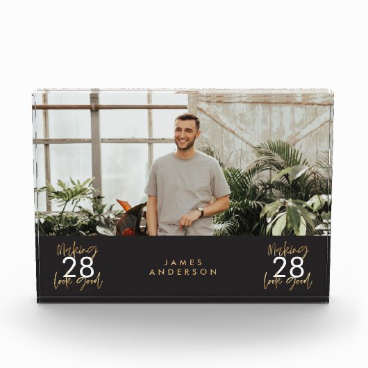 モダン生誕シンプルスタイリッシュエレガント表 フォトブロック (正面)