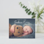 モダン生誕発表写真オーバーレイ ポストカード (スタンド正面)