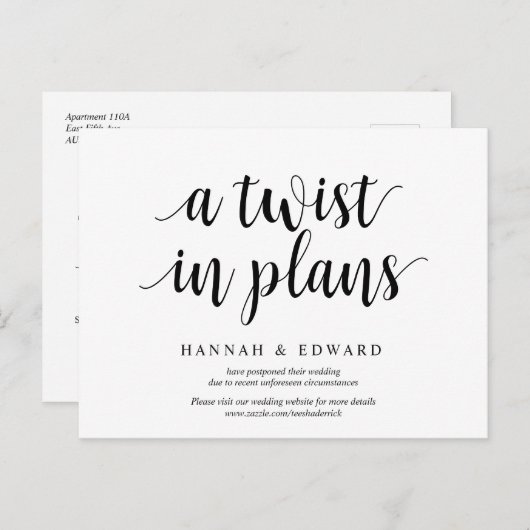 モダン田舎風で、計画のひねりが延期結婚される ポストカード (正面/裏面)