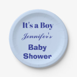 モダン男の子のジェンダーが赤ん坊のシャワーを明かす ペーパープレート