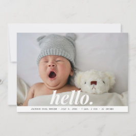 モダン男の赤ちゃんグレイHello Birth Announcement 案内状