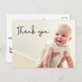 モダン男の赤ちゃんシャワー感謝していの写真 案内ポストカード (正面/裏面)