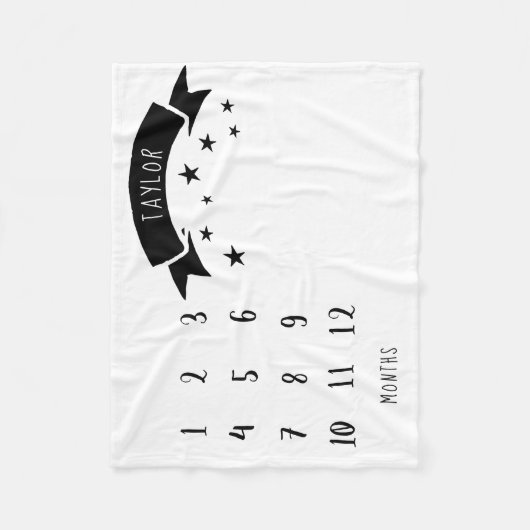 モダン男の赤ちゃんマイルストーンの毎月のベビーブランケット フリースブランケット (正面)