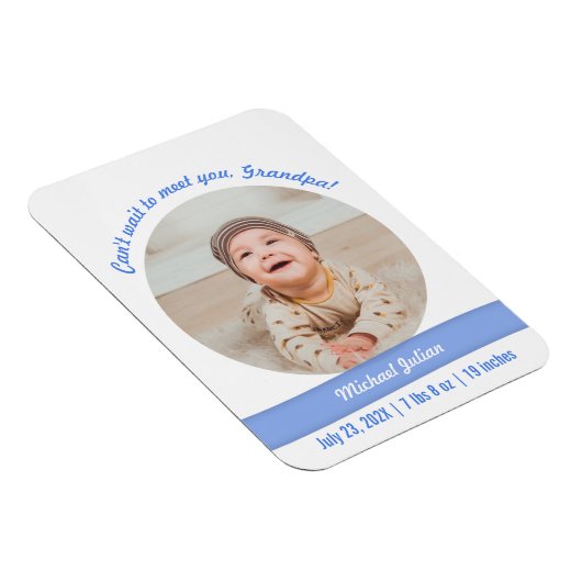 モダン男の赤ちゃん写真の誕生発表おじいちゃん マグネット (右側)