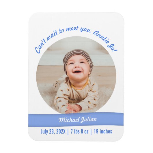 モダン男の赤ちゃん写真の誕生発表会 マグネット (縦)