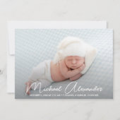 モダン男の赤ちゃん写真の誕生発表 (正面)