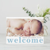 モダン男の赤ちゃん写真の誕生発表 招待状 (スタンド正面)