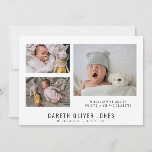 モダン男の赤ちゃん写真コラージュ生誕発表 (正面)