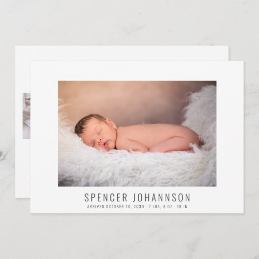 モダン男の赤ちゃん写真コラージュ生誕発表 (正面/裏面)