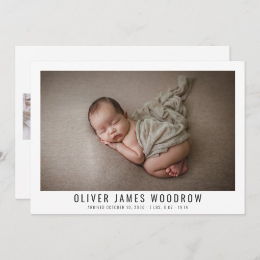 モダン男の赤ちゃん写真コラージュ生誕発表 (正面/裏面)