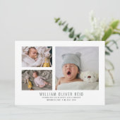 モダン男の赤ちゃん写真コラージュ誕生 案内状 (スタンド正面)