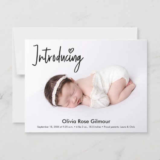 モダン男の赤ちゃん写真名磁気イン マグネット招待状 (正面)