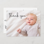 モダン男の赤ちゃん写真誕生ありがとうカスタム 案内ポストカード (正面/裏面)