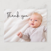 モダン男の赤ちゃん写真誕生ありがとうカスタム 案内ポストカード (正面)