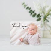 モダン男の赤ちゃん写真誕生ありがとうカスタム 案内ポストカード (スタンド正面)