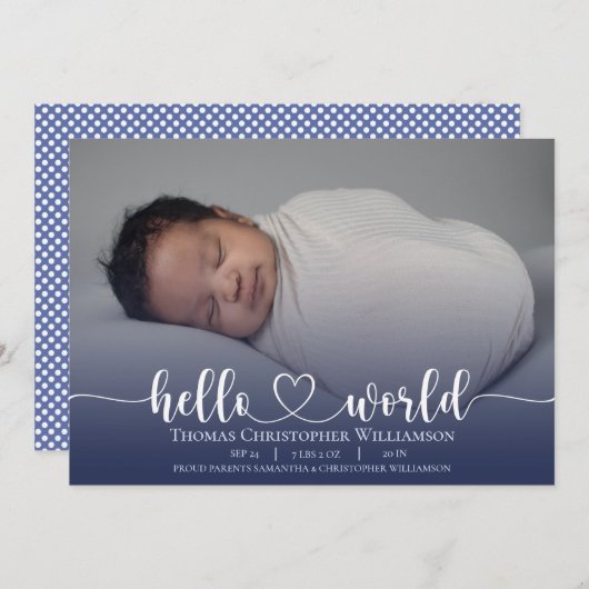 モダン男の赤ちゃん告知フォトスクリプト 案内状 (正面/裏面)