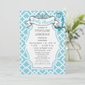 モダン男の赤ちゃん幾何模様フクロウシャワー 招待状 (スタンド正面)