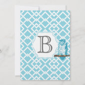 モダン男の赤ちゃん幾何模様フクロウシャワー 招待状 (裏面)