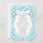 モダン男の赤ちゃん幾何正方形パターンシャワー 招待状 (正面)