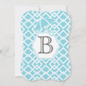 モダン男の赤ちゃん幾何正方形パターンシャワー 招待状 (裏面)