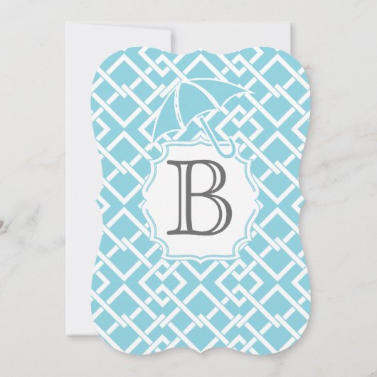 モダン男の赤ちゃん幾何正方形パターンシャワー 招待状 (裏面)