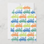 モダン男の赤ちゃん牽引トラックシャワーアーチ形状 招待状 (裏面)