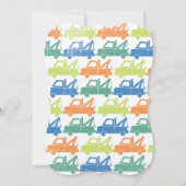 モダン男の赤ちゃん牽引トラックシャワー 招待状 (裏面)