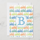 モダン男の赤ちゃん牽引トラックシャワー 招待状 (裏面)