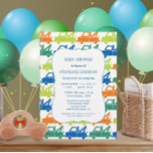 モダン男の赤ちゃん牽引トラックシャワー 招待状