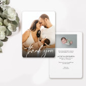 モダン男の赤ちゃん誕生カスタム撮生まれたばかりの影 サンキューカード