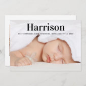 モダン男の赤ちゃん誕生発表 招待状 (正面/裏面)