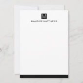 モダン男らしモノグラム名black square flat ノートカード (正面)