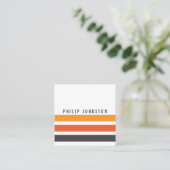 モダン男らし白ストライプ色 スクエア名刺 (スタンド正面)