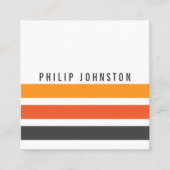 モダン男らし白ストライプ色 スクエア名刺 (正面)